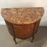 French Louis XV Style Demi-Lune Commode with Marble Top
