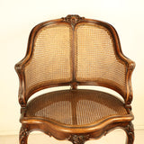 Louis XV Style Walnut and Caned French Provincial Bergere