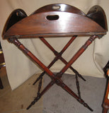 Victorian Mahogany Square to Round Butler's Tray on Stand