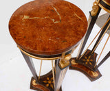 Pair of Italian Empire Style Faux Wood and Marble Pedestal Stands