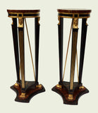 Pair of Italian Empire Style Faux Wood and Marble Pedestal Stands