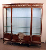 French Louis XVI Breakfront Vitrine in Violet Wood and Parquetry