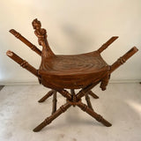 Italian Stool Carved with a Boy and Blanket, Attributed to Valentino Besarel