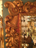 Baroque Style Polychrome and Gilt Carved Wood Mirror