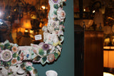 Belle Époque Sitzendorf Porcelain-Mounted Mirror, Encrusted with Flowers