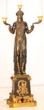 Empire Gilt and Patinated Bronze Figural Lamp