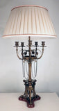 Pair of Renaissance revival Five-Arm Candelabras Mounted as Lamps