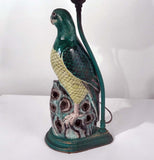 Pair of Chinese Export Porcelain Parrots, Mounted as Lamps