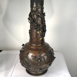 Pair of Antique Japanese Bronze Urns, Now Mounted as Lamps