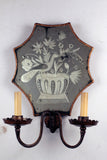 Pair of Etched Mirror Back Wall Sconces