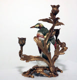 Pair of Antique Meissen Porcelain Woodpeckers, Now Mounted as Candelabrum