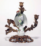 Pair of Antique Meissen Porcelain Woodpeckers, Now Mounted as Candelabrum