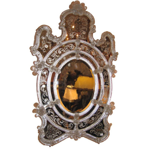 Venetian Oval Beveled Glass Mirror