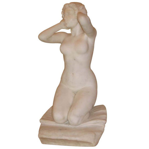 Marble Statue of Kneeling Nude by Constantino Barbella