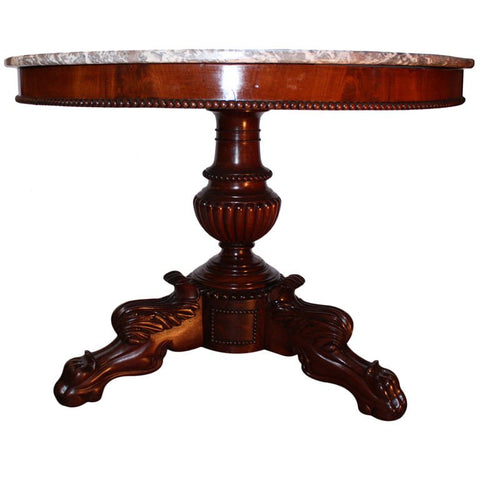Louis Philippe Mahogany and Marble Centre Table