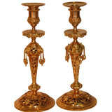 Pair of Renaissance Revival Gilt Brass Candlesticks