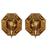 Pair of Octagonal Embossed Brass Reflectors