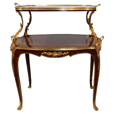 Louis XV Style Kingwood and Gilt Bronze Two-Tier Tea Table
