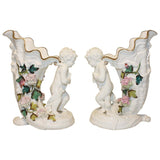 Pair of Cherub and Cornucopia Vases