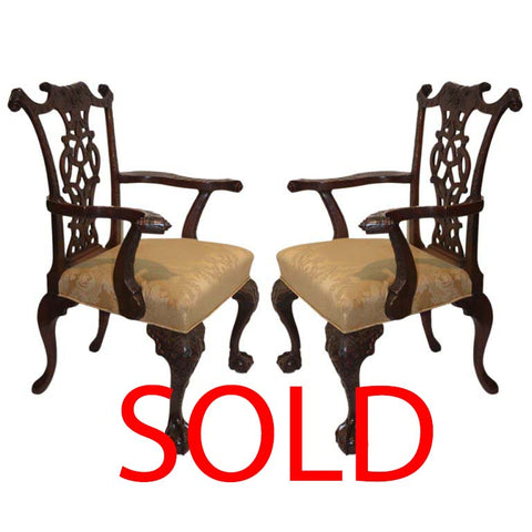 Pair of Chippendale Mahogany Armchairs