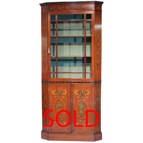 Edwardian Satinwood Bookcase Cabinet