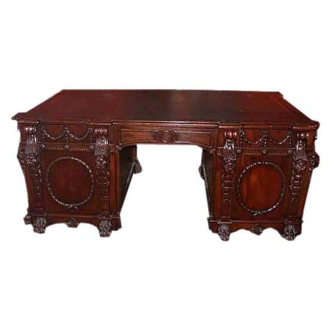 Victorian Chippendale Style Mahogany Partners Desk