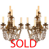 Pair of Victorian Crystal and Gilt Bronze Wall Sconces